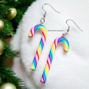 Candy Cane Dangle Earrings – Festive Holiday Jewelry​
